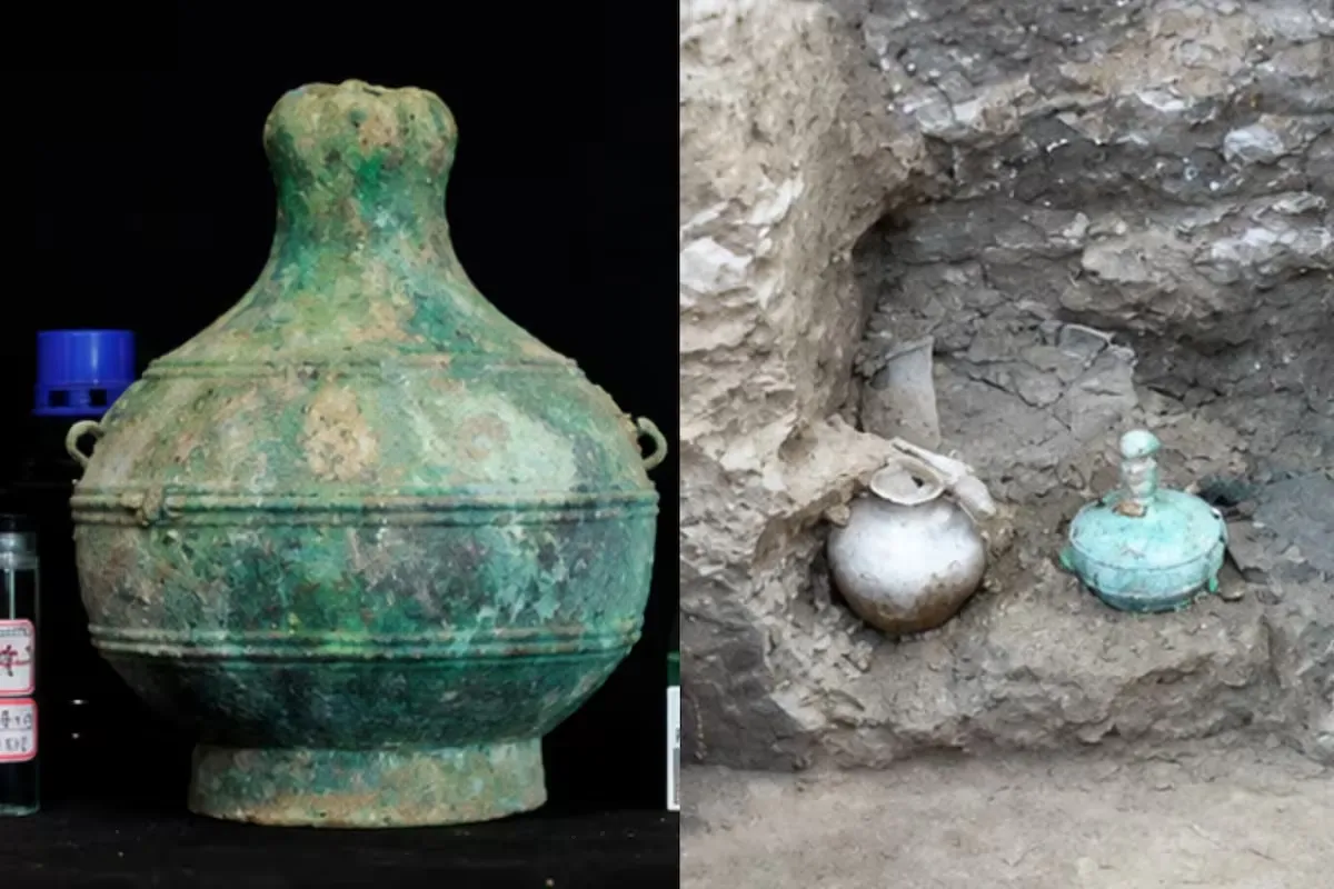 Hallan cerveza de hace 2.300 años dentro de una botella de bronce todavía conservaba casi cuatro litros de líquido