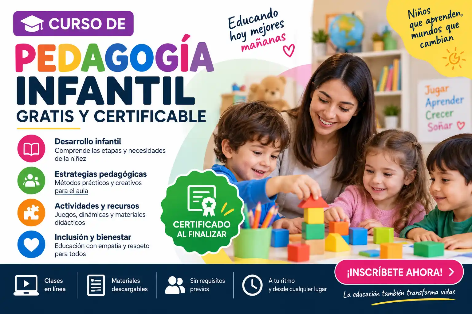 Curso de pedagogía infantil gratis y certificable