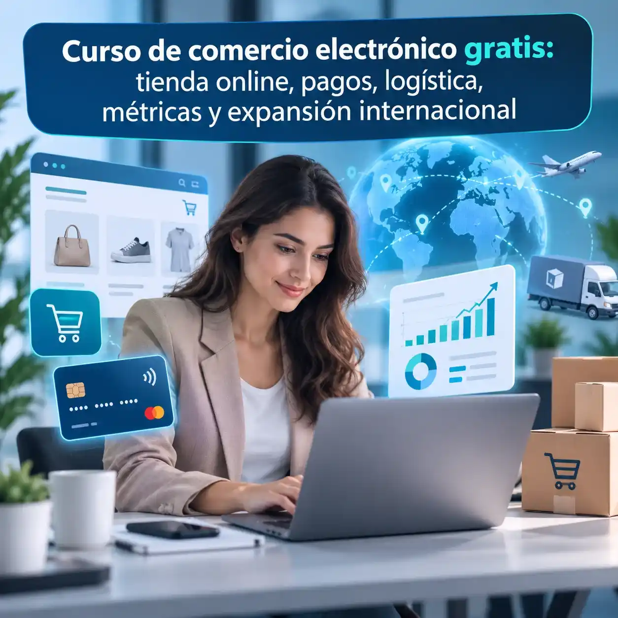 Curso de comercio electrónico gratis tienda online pagos logística métricas y expansión internacional