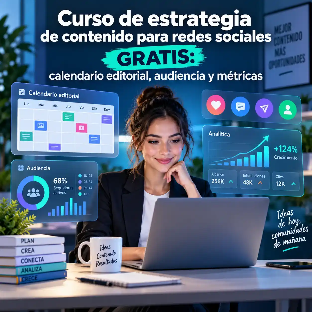 Curso de estrategia de contenido para redes sociales gratis calendario editorial audiencia y métricas