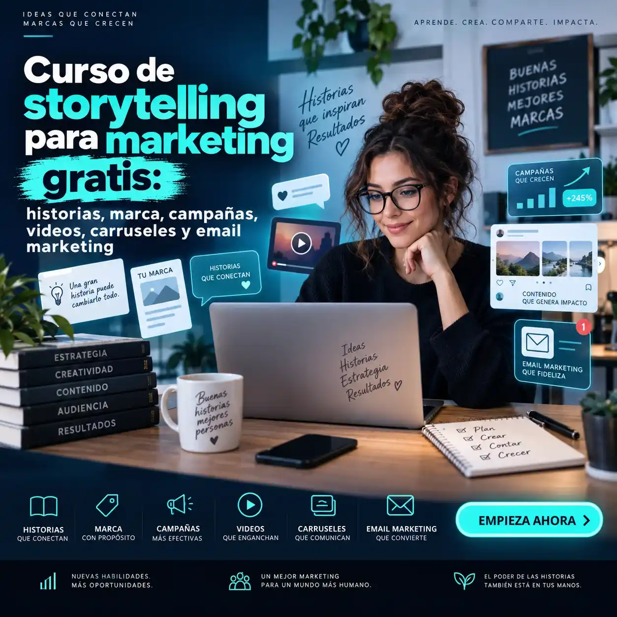 Curso de storytelling para marketing gratis historias marca campañas videos carruseles y email marketing