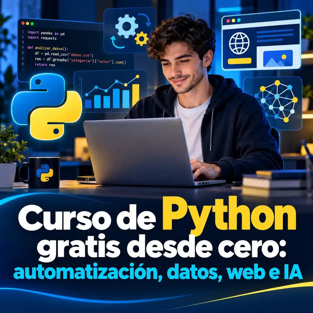 Curso de Python gratis desde cero automatización datos web e IA