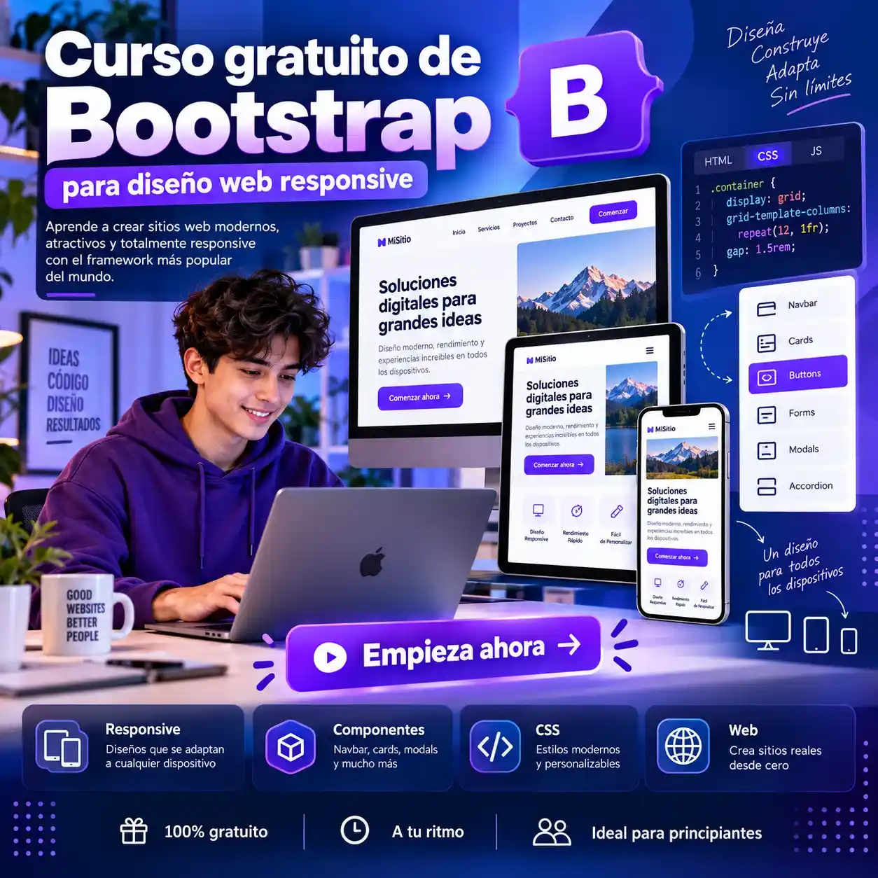 Curso gratuito de Bootstrap para diseño web responsive